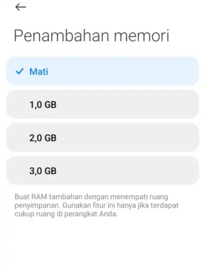 Pilih Ukuran Virtual RAM