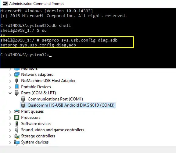 setprop sys.usb.config diag,adb